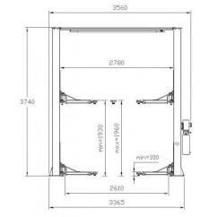 Elevador de 2 columnas y 4 toneladas con enlace alto