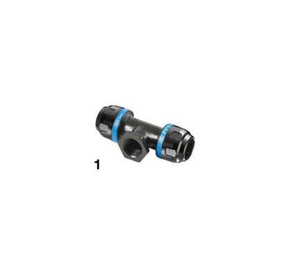 RACCORDO A T FILETTATO FEMMINA per tubo da 25 mm BSPP filetto femmina 1/2