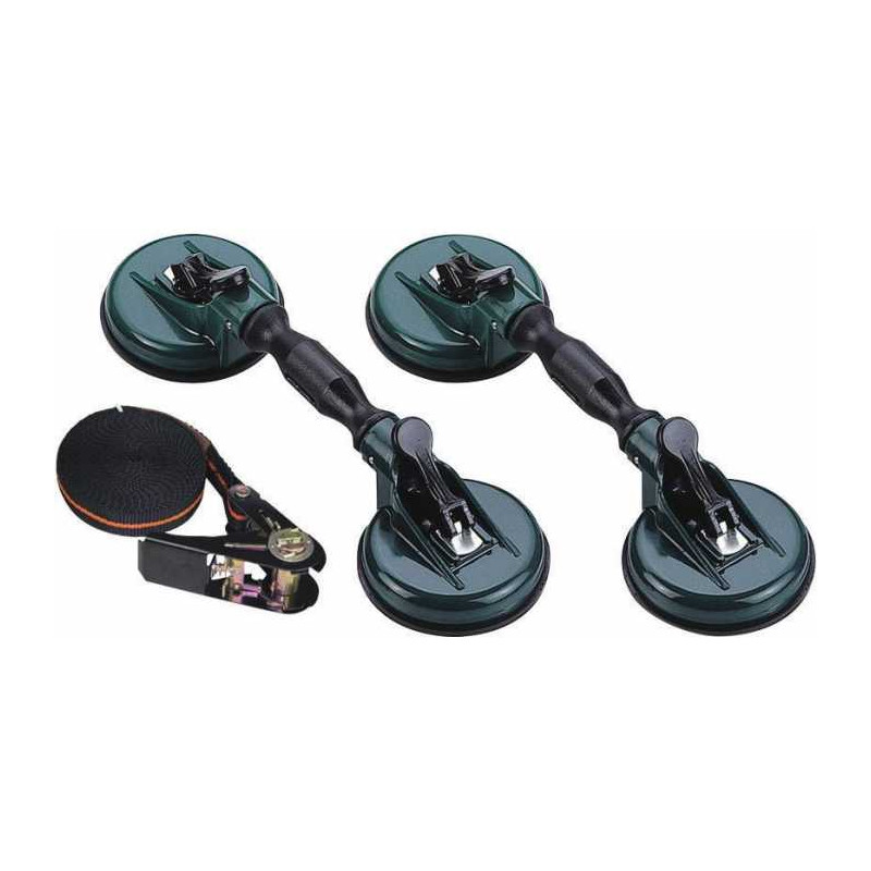 Dubbele scharnierende zuignap (2 stuks) 117mm 60kg met 5m band