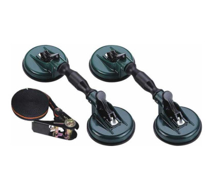 Dubbele scharnierende zuignap (2 stuks) 117mm 60kg met 5m band