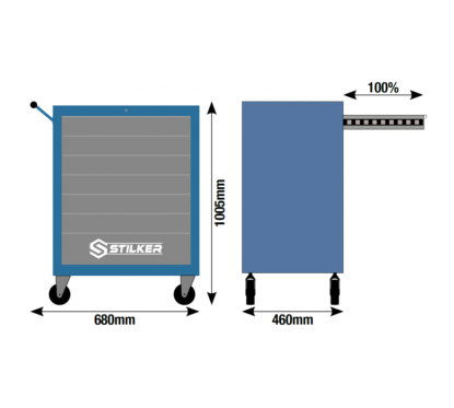 Werkplaatswagen 7 laden 152 gereedschappen H1005mm - Foam modules