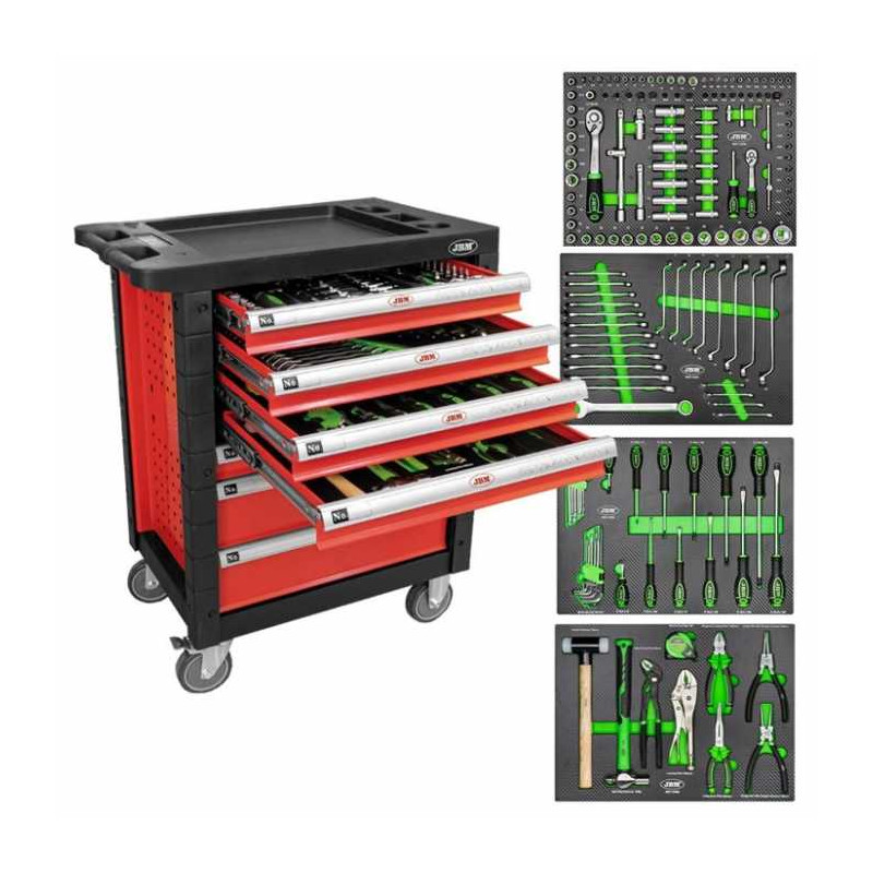 JBM Trolley met 7 lades rood - 172 tools JBM Trolley met 7 lades rood - 172 tools