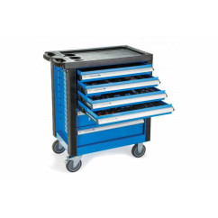 Workshop trolley equipped with 6 drawers and 171 tools, for a wide range of storage compartments.