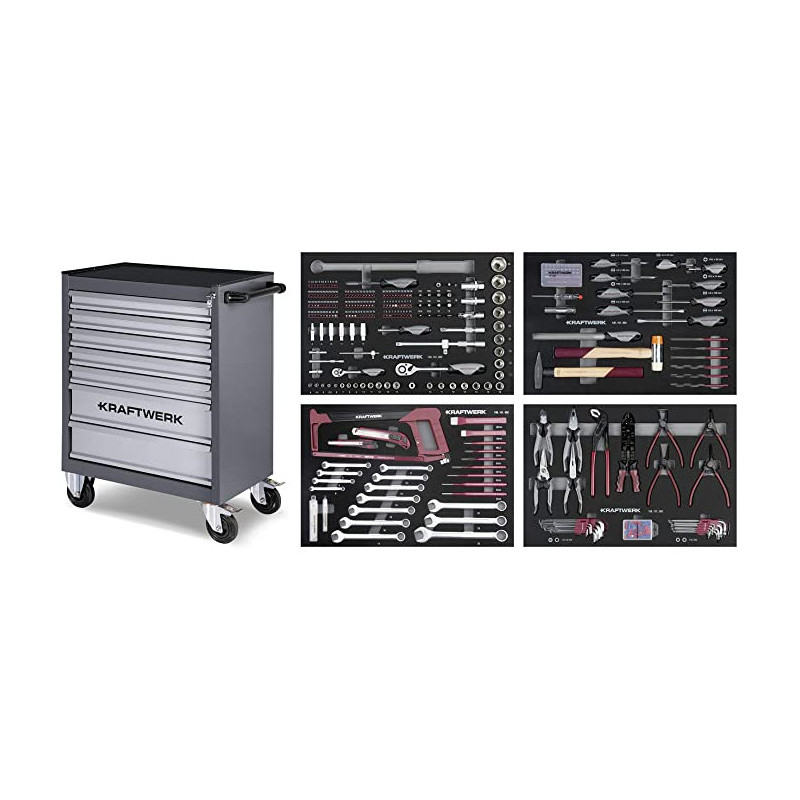 Kraftwerk B107 Carrello da officina - 7 cassetti 339 utensili