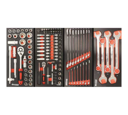 Servante d'atelier XXL 7 tiroirs 177 outils PL - modules finition carbone