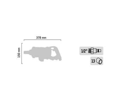 Impact wrench 1" - 2900 Nm with short spindle