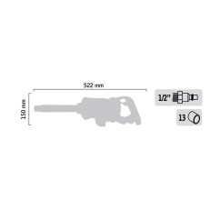 Impact wrench 1" 2900 Nm - long spindle