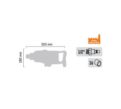 Slagmoersleutel 1-1/2" recht 5500 Nm
