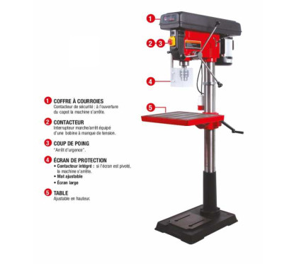 Drill press 400V three-phase 1500 W Ht 1710mm, Diam 32mm