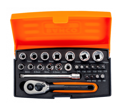 Ratelset + 6-punts doppen en schroefbits