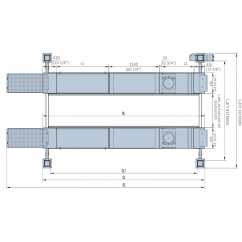 4-Säulen-Hebebühne 5T mit eingebauter Schere 4T